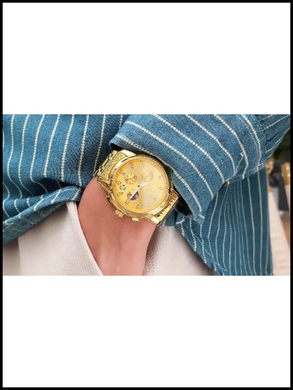 Men's Chronograph Watch Stainless Steel Waterproof Luminous Dress Analog